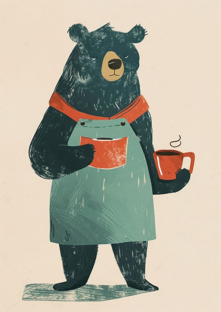 A bear in person character mammal coffee art.