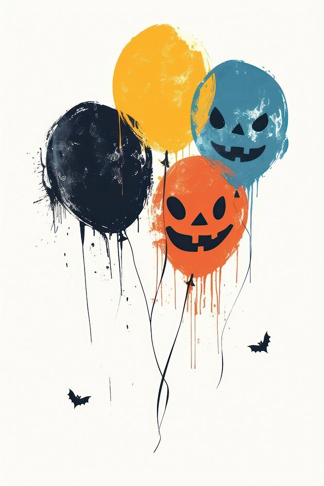 Halloween balloons jack-o'-lantern anthropomorphic representation.