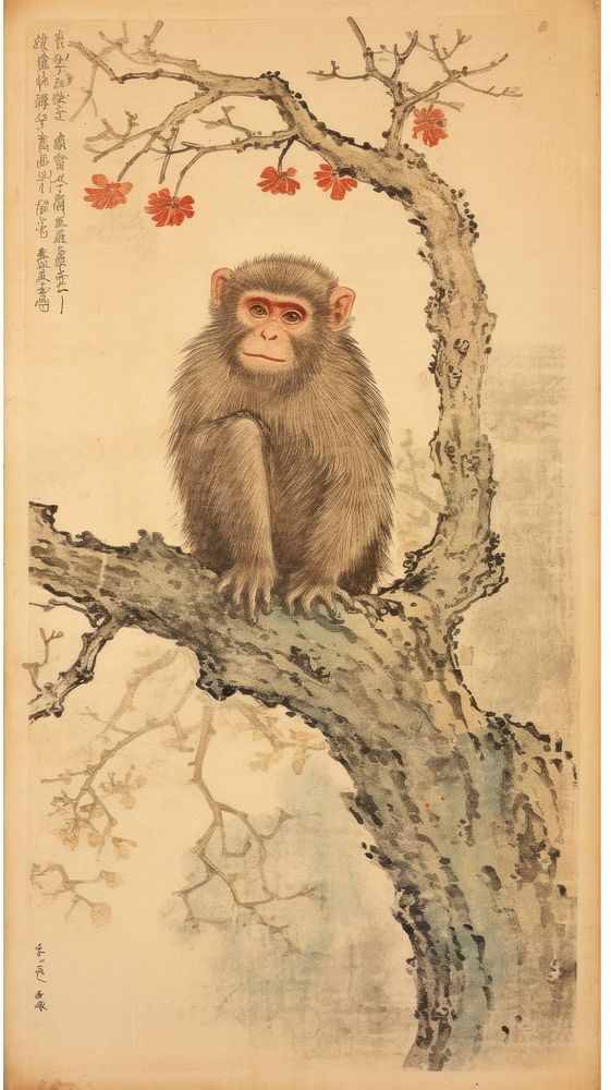 Monkey painting mammal animal.