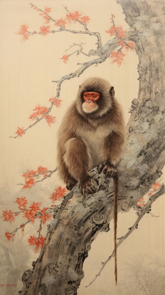 Monkey wildlife painting animal.