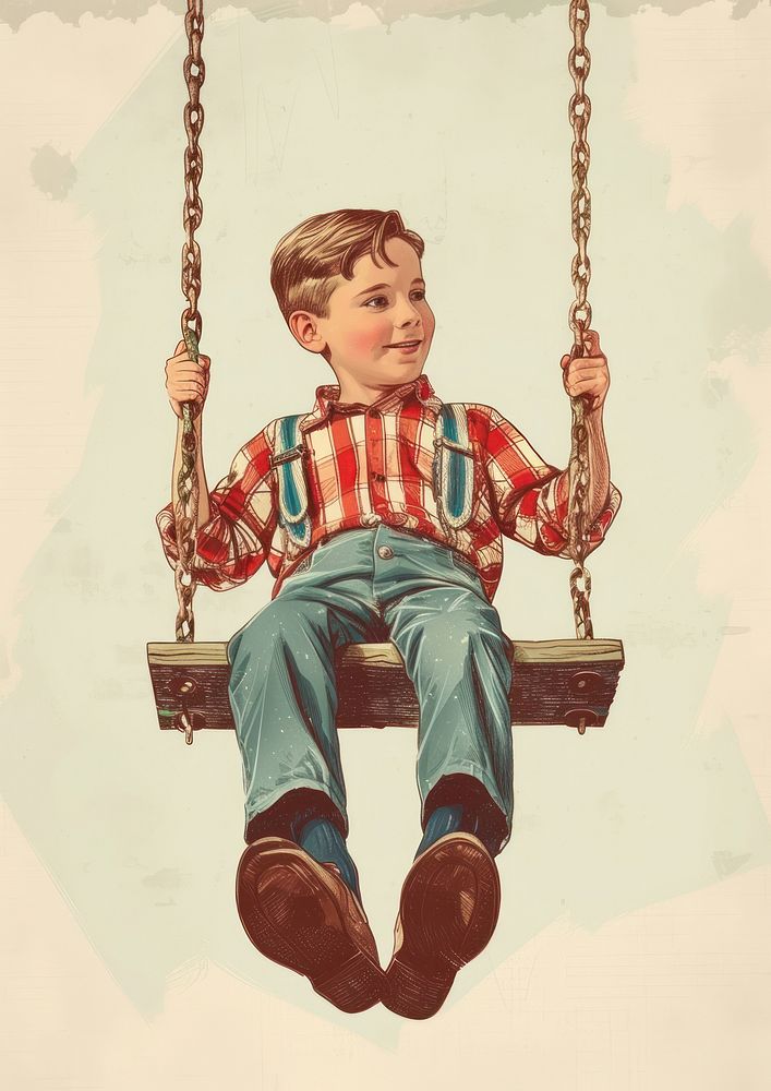 Sitting swing boy kid.