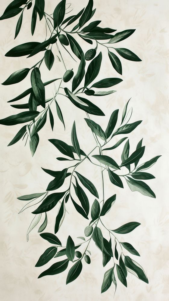 Olive branch pattern drawing sketch.