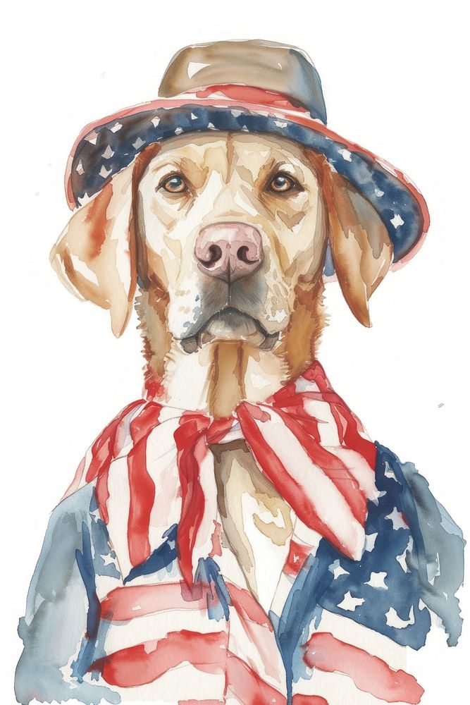 Labrador retriever dressed in american patriotic uncle sam outfit mammal animal art.
