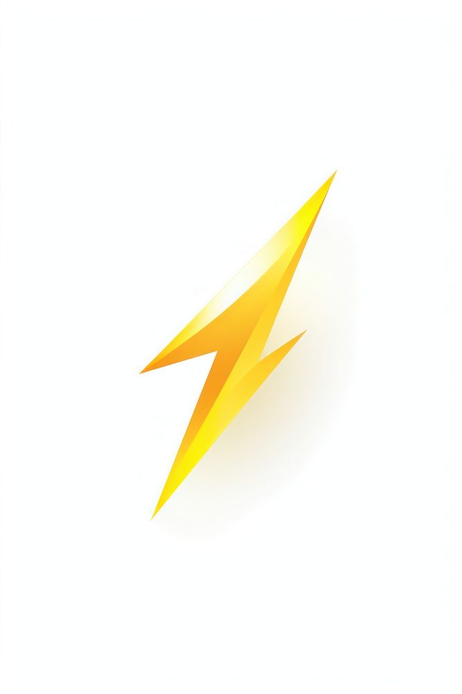 Yellow lightning vectorized line logo white background illuminated.