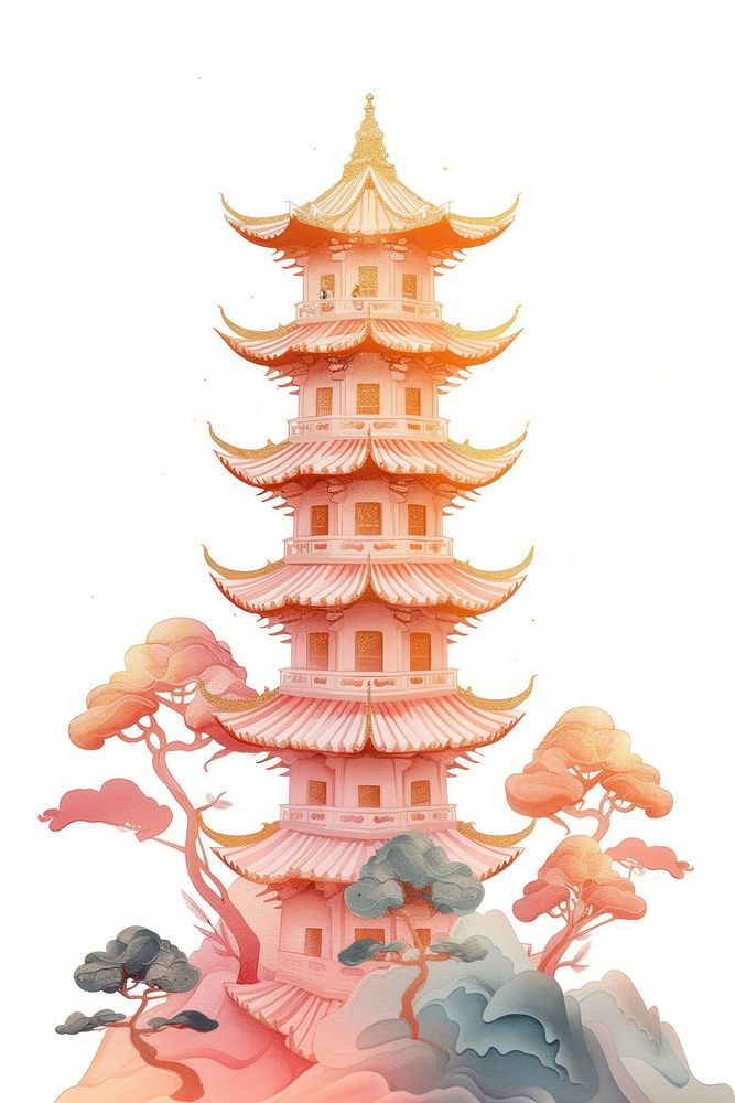 A tall pagoda architecture building temple.