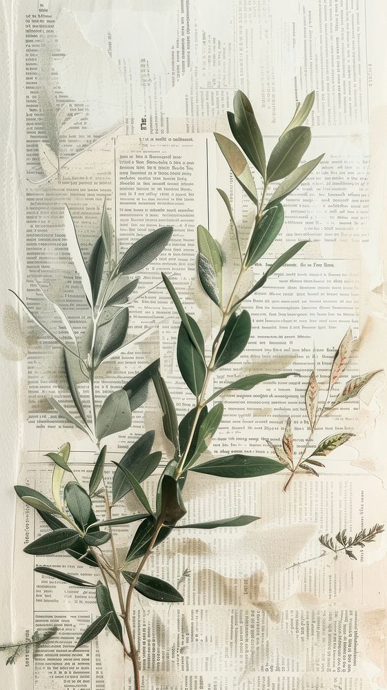 Wallpaper ephemera pale olive branch herbs plant leaf.