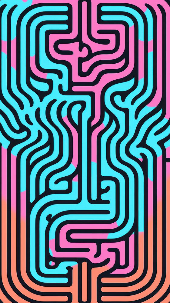 Maze minimalistic symmetric psychedelic labyrinth abstract pattern.