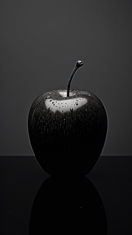 An apple that got bite black fruit plant.