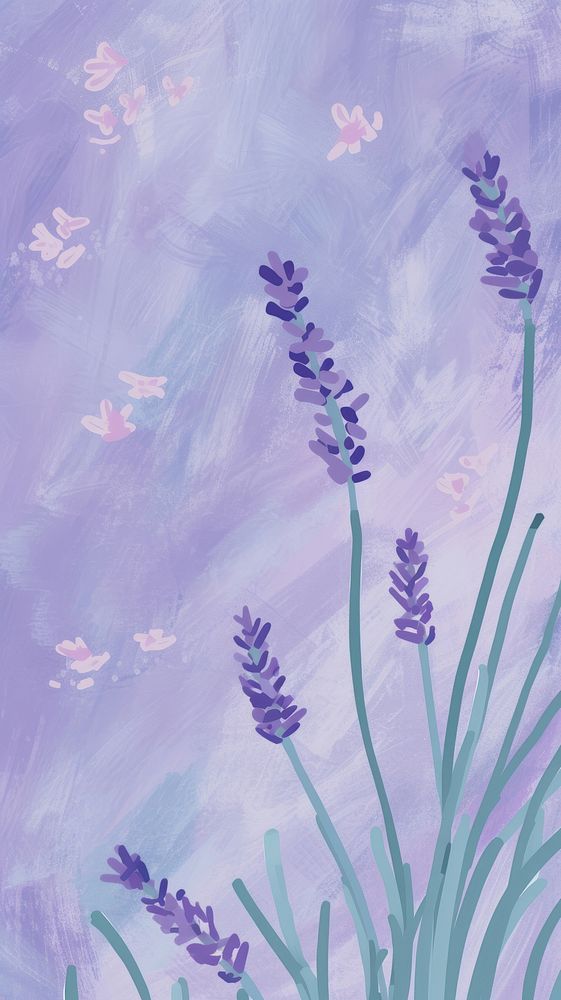 Cute lavender illustration painting flower purple.