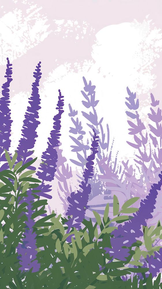 Cute lavender illustration outdoors blossom nature.