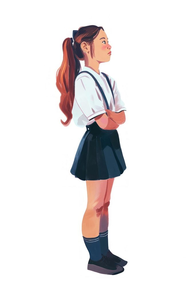 Student skirt white background miniskirt.