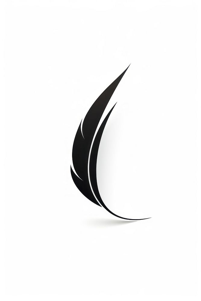 Feather vectorized line logo black white background.
