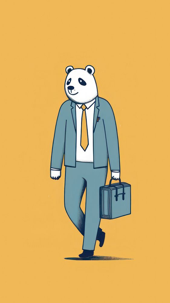 Wallpaper illustration panda in business briefcase mammal bear.