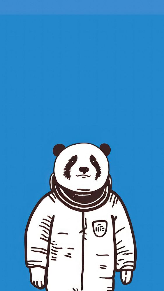 Wallpaper Illustration panda in spacesuit bear blue representation.