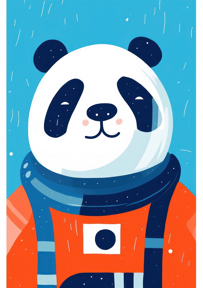 Illustration panda in spacesuit cartoon representation astronaut.