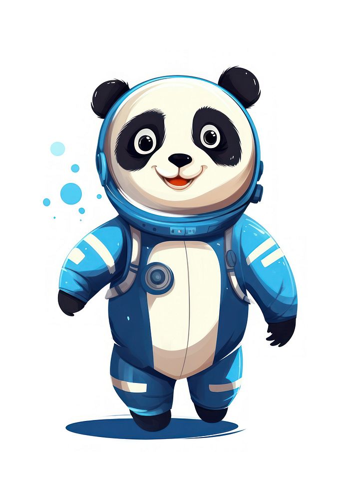 Illustration panda in spacesuit mascot toy representation.