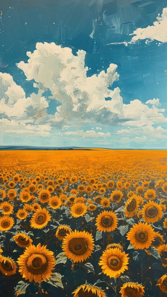 Sunflower field landscape outdoors.
