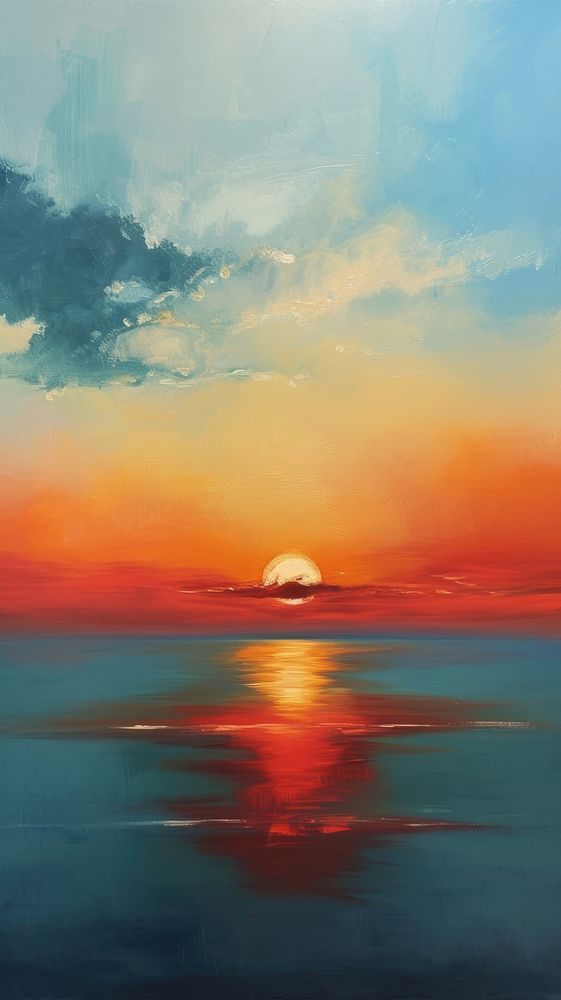 Sunset painting outdoors horizon.