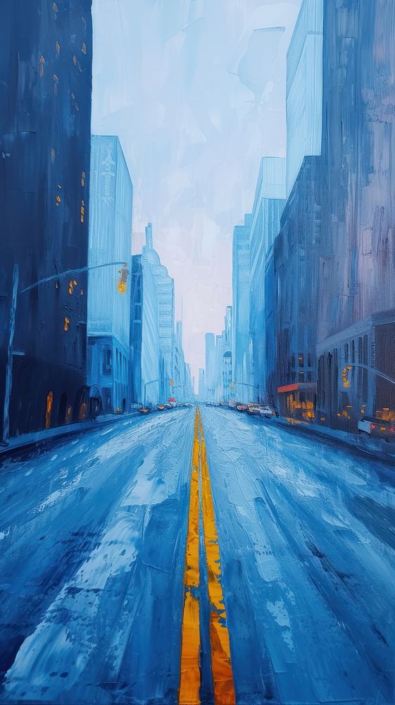 Road architecture cityscape painting.