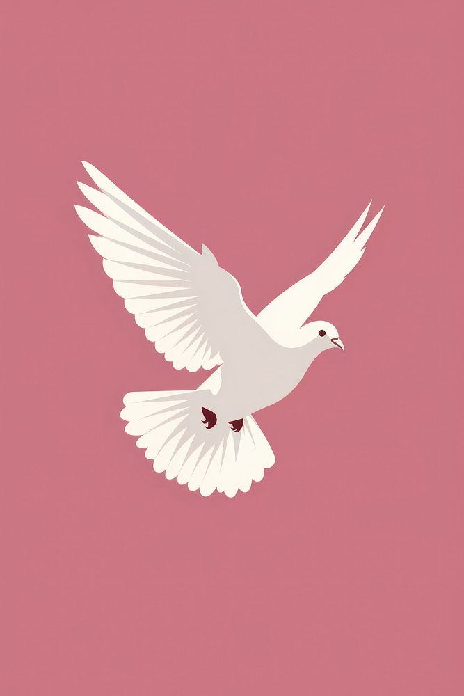 Minimalist Illustration of flying dove animal bird seagull.