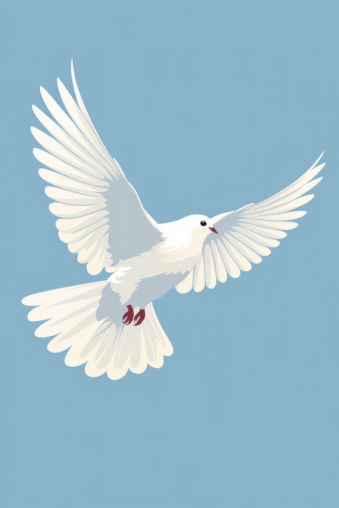 Minimalist Illustration of flying dove animal bird wildlife.