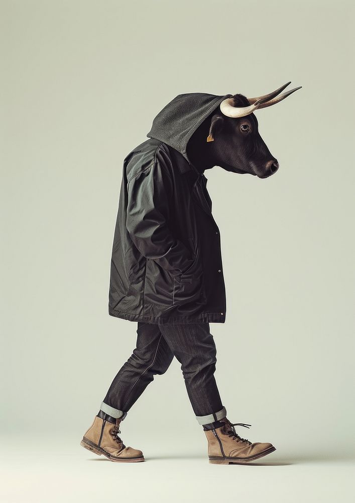 Bull footwear fashion mammal.