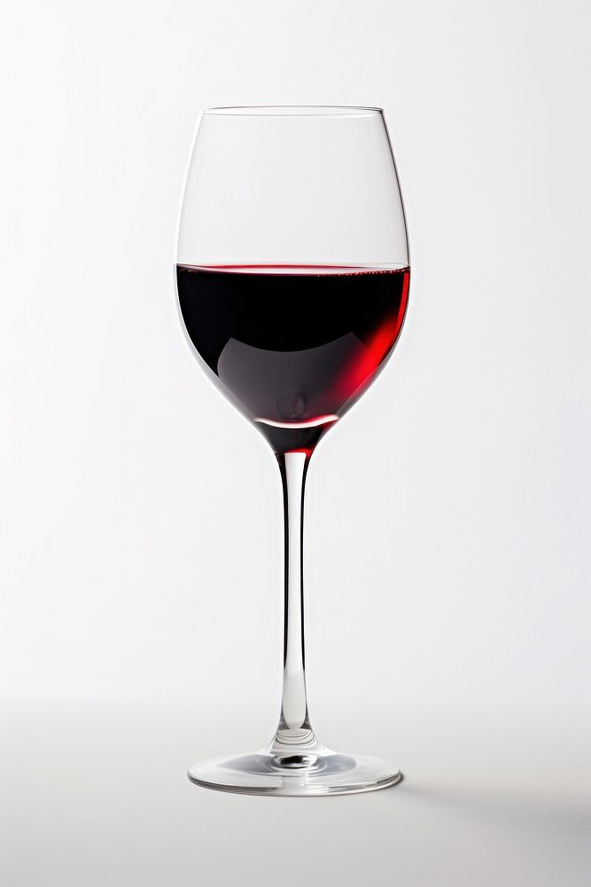 Glass of red wine glass drink white background.