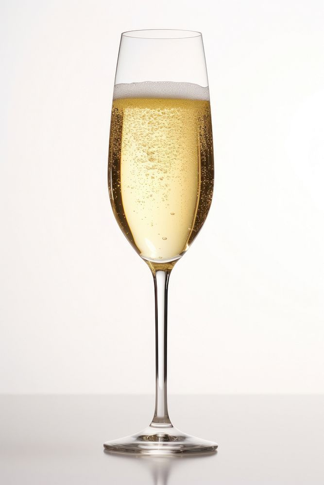 Glass of sparkling wine glass drink white background.