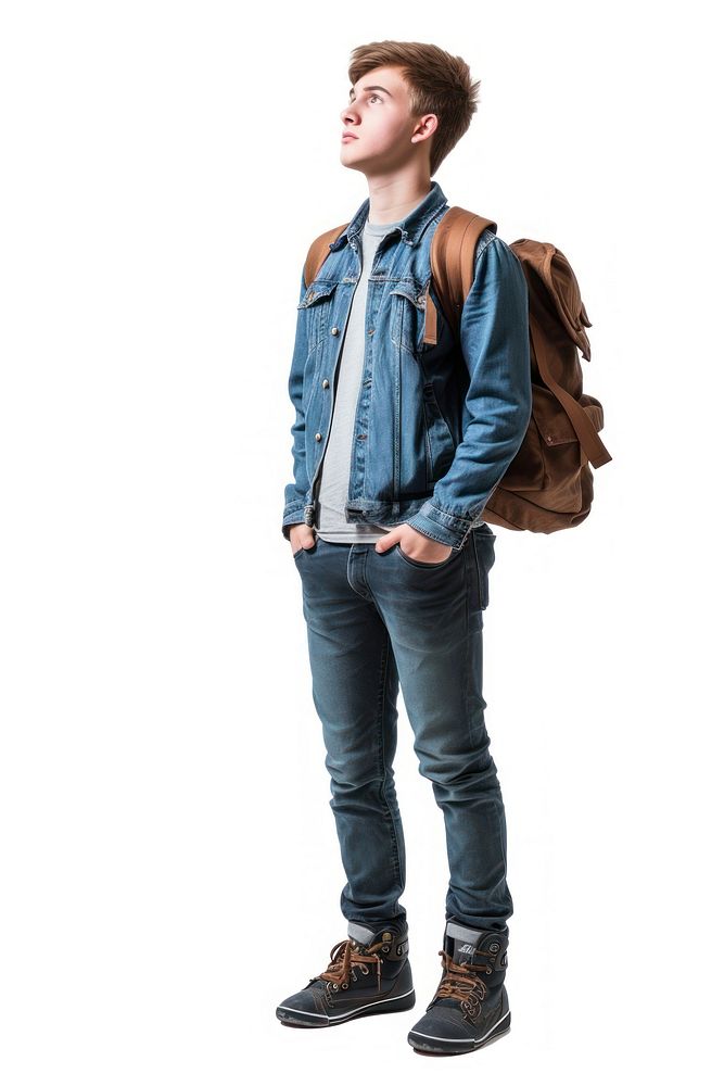 Student backpack standing jacket.