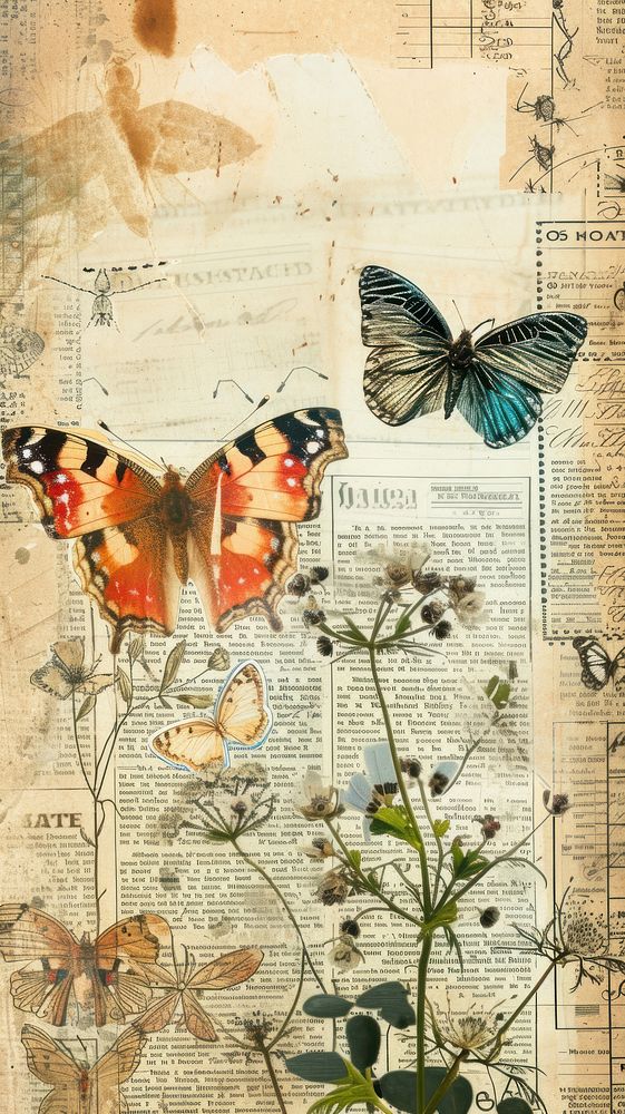 Butterflys border collage painting insect. | Free Photo Illustration ...