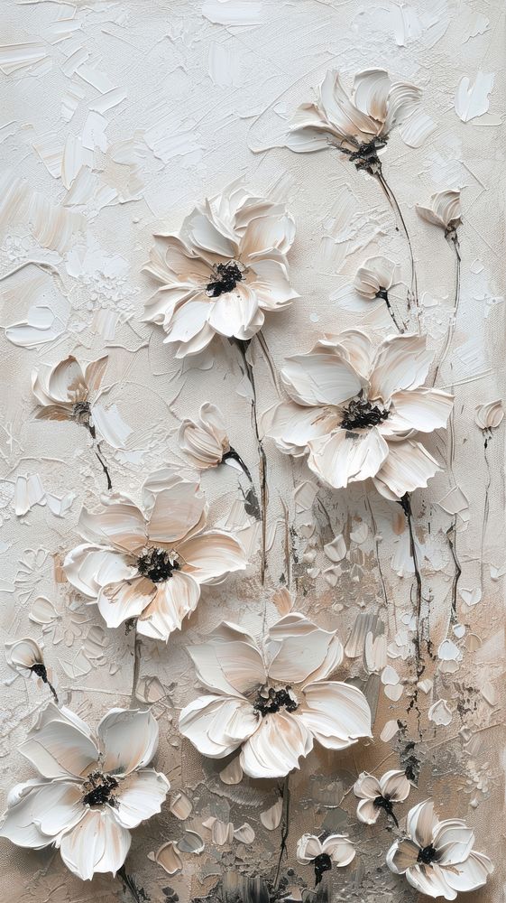 Aesthetic wallpaper flower painting pattern.
