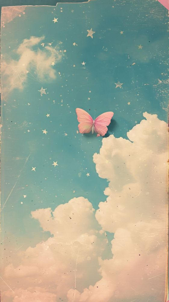 Cute wallpaper cloud sky butterfly.