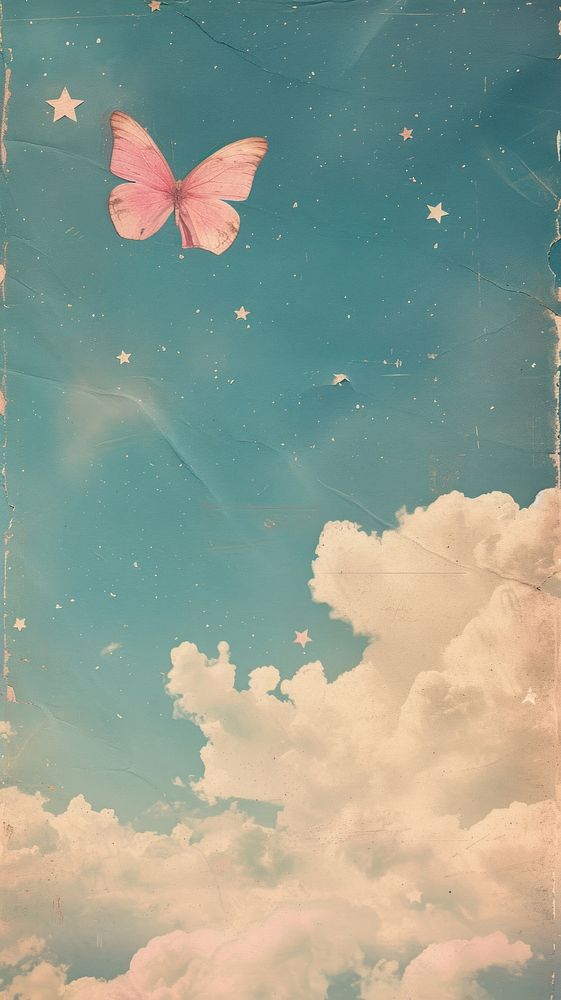 Cute wallpaper butterfly cloud sky.