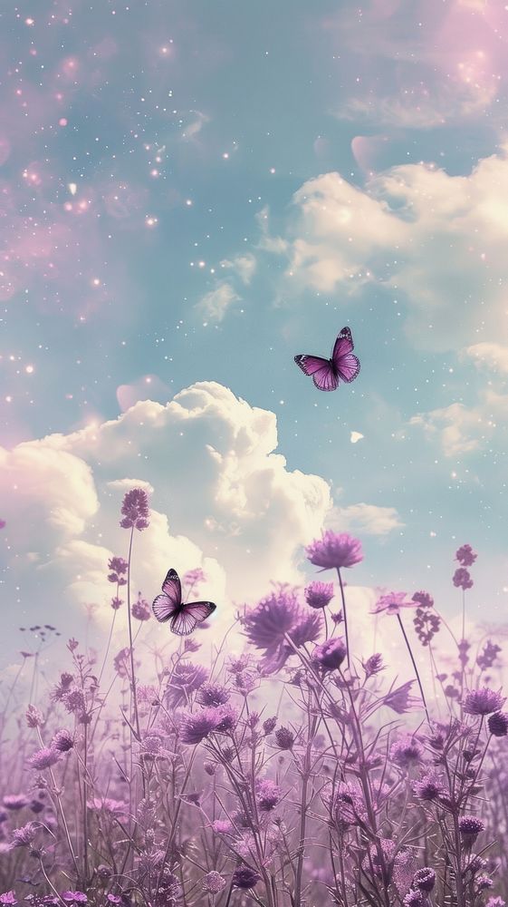Cute wallpaper butterfly purple cloud.