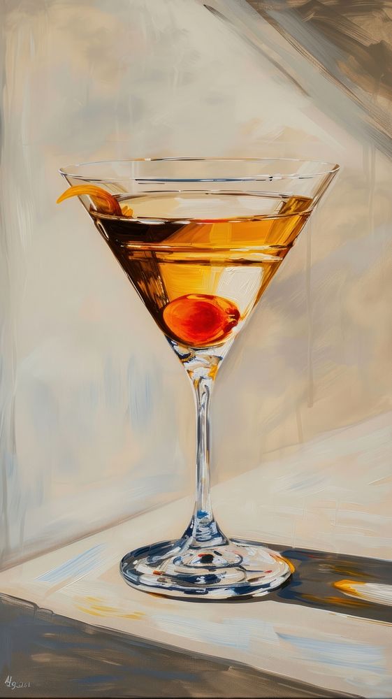 Minimal space Cocktail cocktail painting martini.