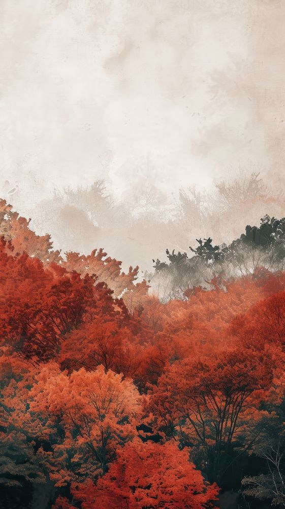 Minimal space color autumn forest outdoors painting nature.