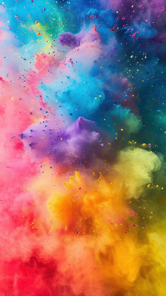 Minimal space colorful rainbow holi paint color powder explosion painting backgrounds celebration.
