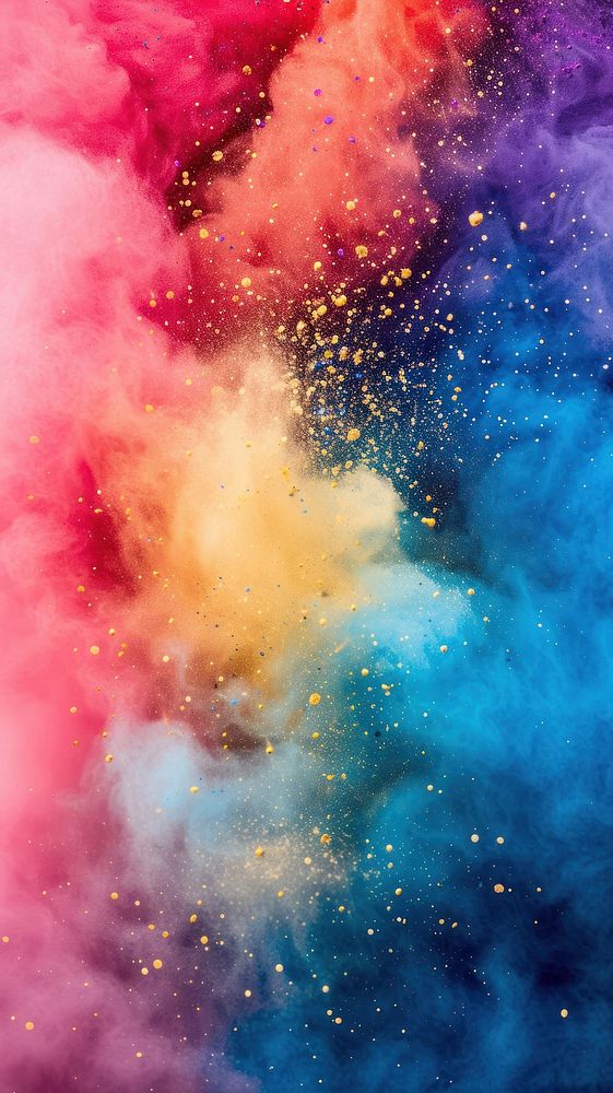 Minimal space colorful rainbow holi paint color powder explosion nebula backgrounds creativity.