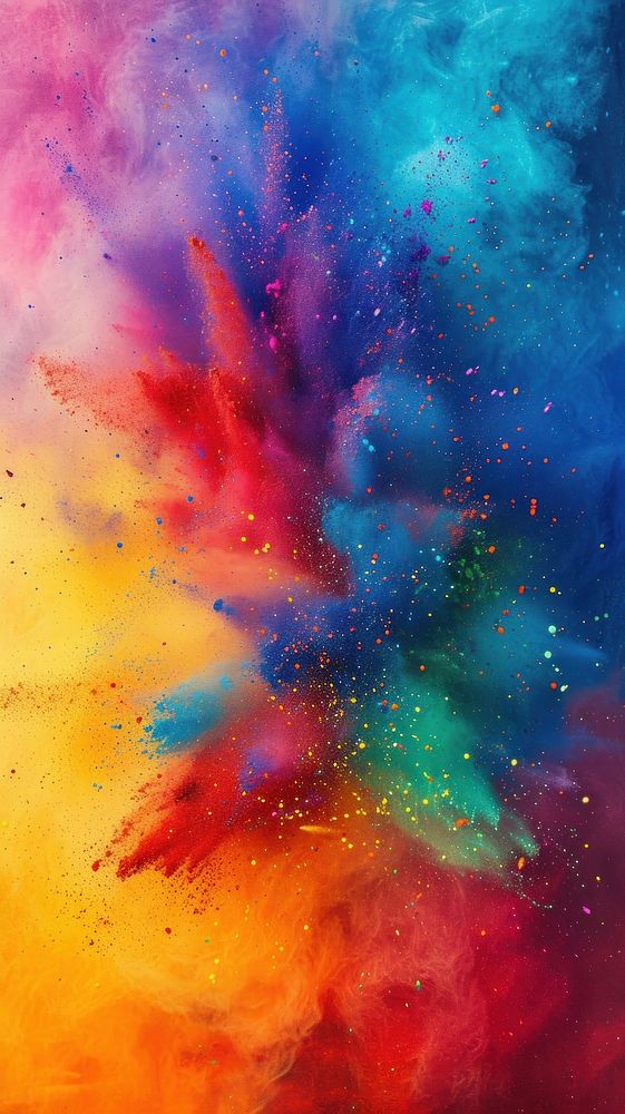 Minimal space colorful rainbow holi paint color powder explosion painting backgrounds creativity.