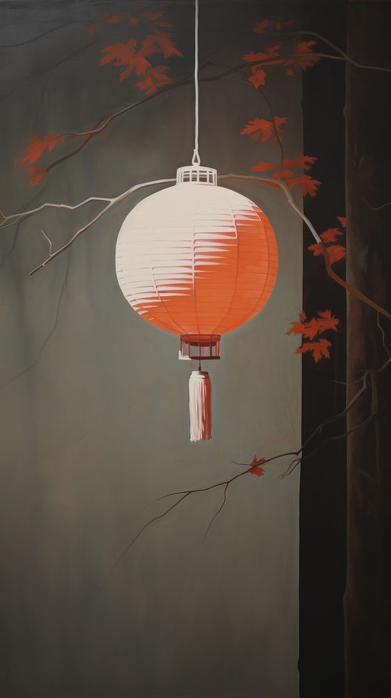 Minimal space chinese lantern lamp art architecture.