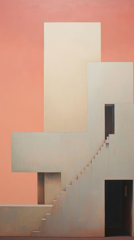 City interscation painting architecture staircase.