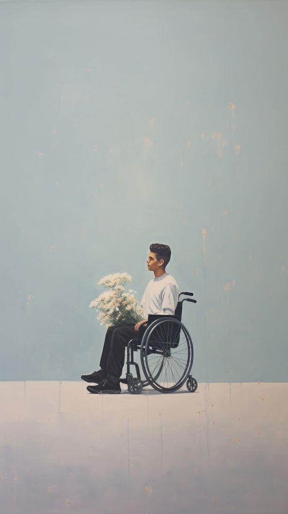 Wheelchair painting sitting flower.