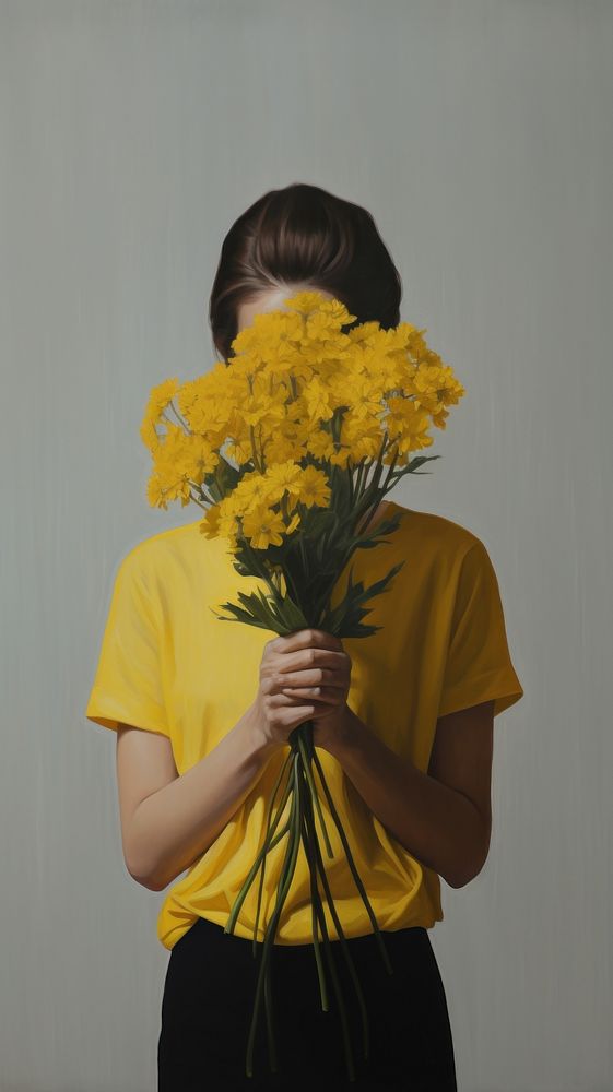 Flower portrait painting yellow.