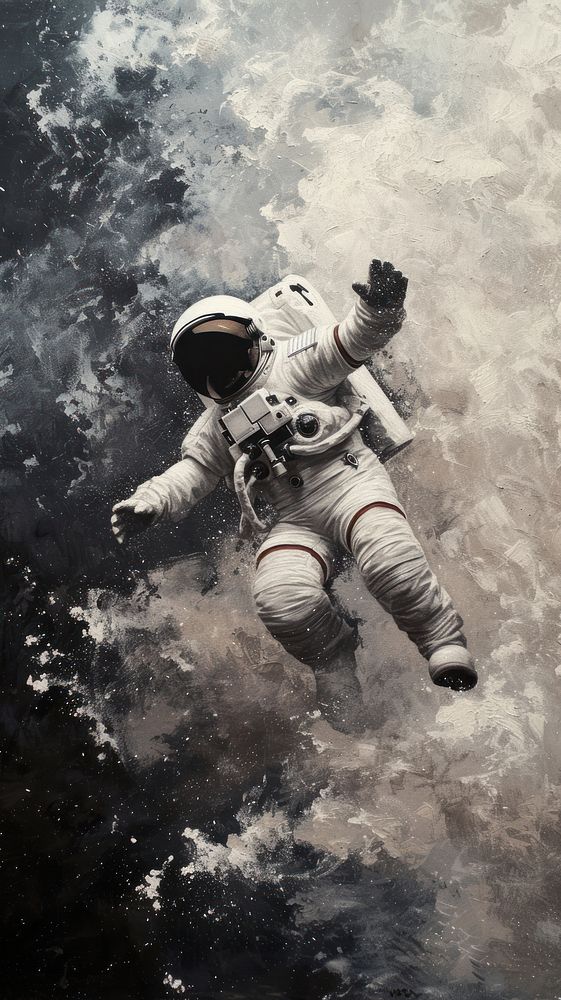 Minimal space astronaut falling to earth planet painting outdoors photography.