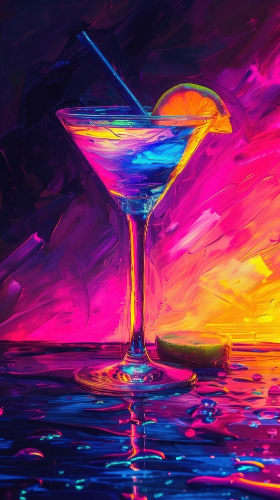 Cocktail drink glass painting.