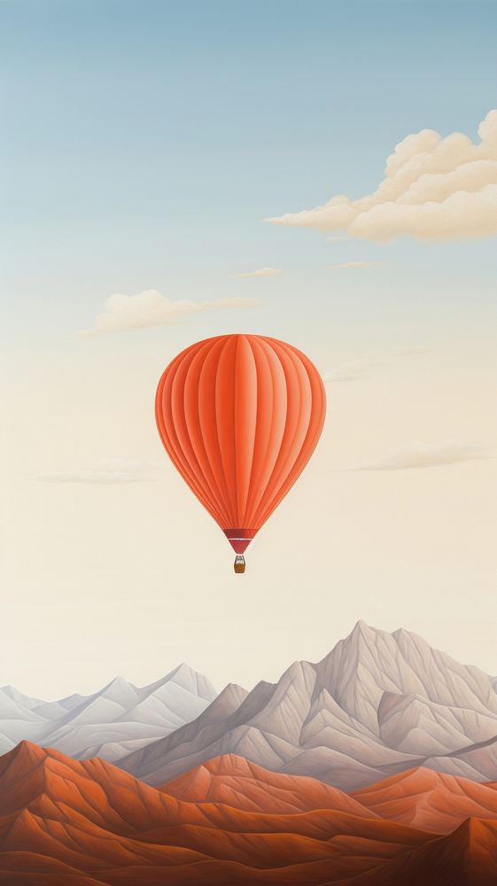 Minimal space hot air balloon mountain aircraft transportation.