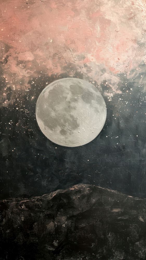 Minimal space Night sky on moon night astronomy painting.