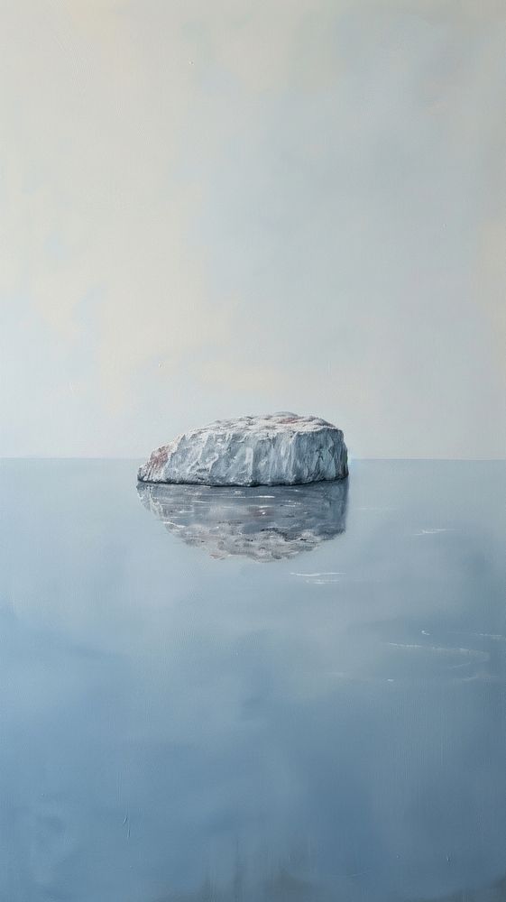 Minimal space Sea island outdoors painting iceberg.