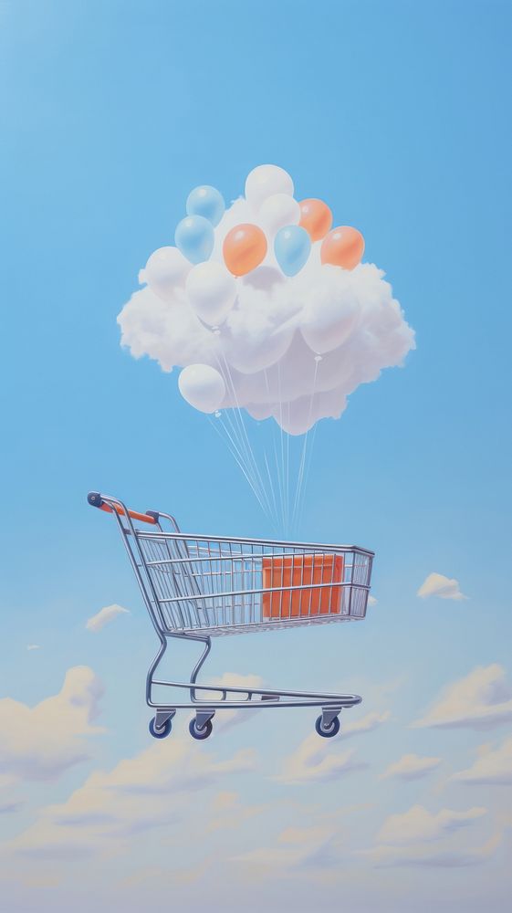 Balloon cart shopping cart consumerism.