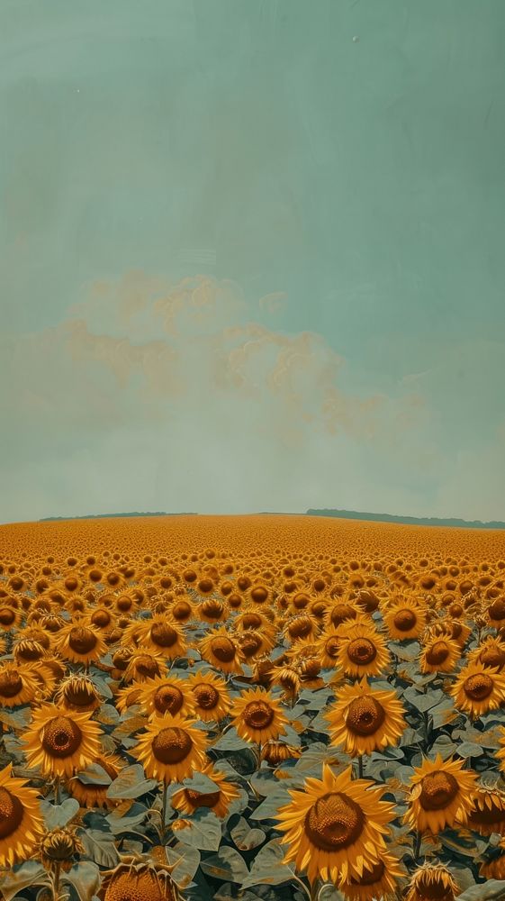 Minimal space sunflower field against sky landscape outdoors nature.